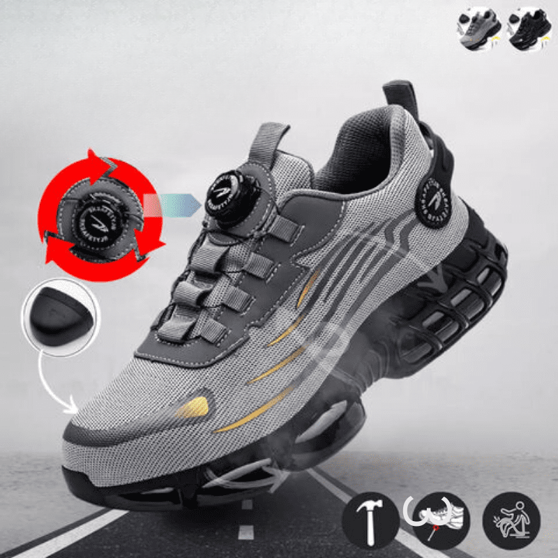 Henner Z90 Scarpe di sicurezza ultraleggere e resistenti all'usura con fibbia rotante a punta d'acciaio